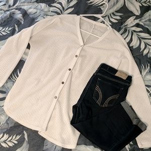 White Button Up Long Sleeve Shirt